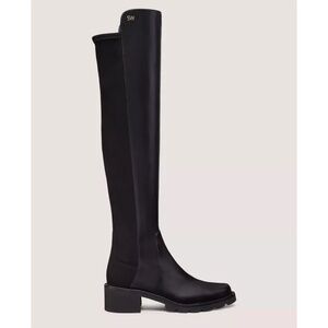 New Stuart Weitzman Alina Over The Knee Boot Black Leather Sz 5.5